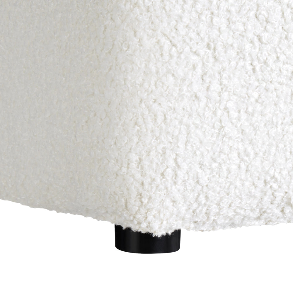 Sgabello Bianco Boucle Rivestito 38 x 38 cm Seduta quadrata Motivo Chevron