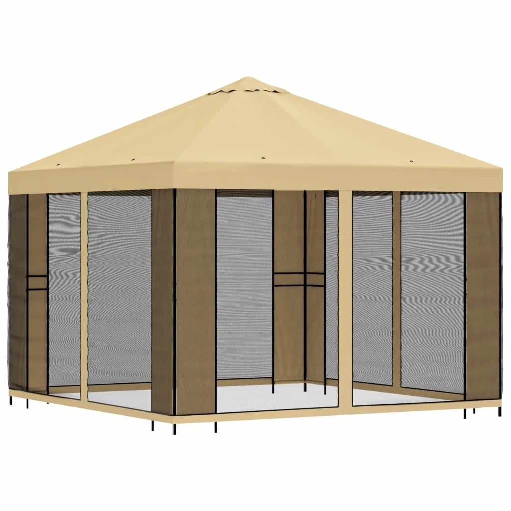 Gazebo da giardino con pareti laterali 3 x 3 m Crema 900362