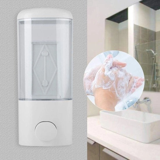 Dispensatore di Sapone a Muro da 400 ml - Dispensatore di Sapone Manuale - Dispensatore di Gel per Doccia - Dispensatore di Shampoo - Materiale in Plastica - Progetto Sostenibile - Dispensatore di Lotion
