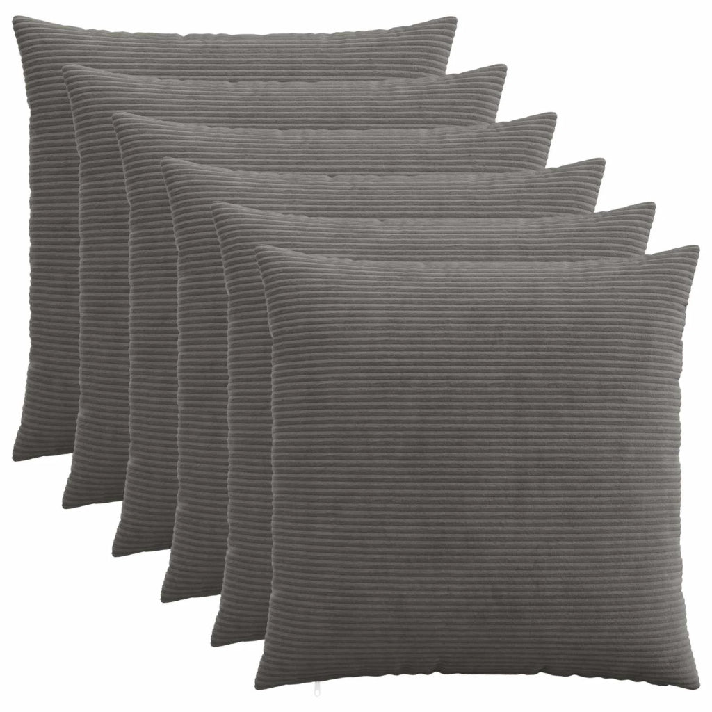 Federa 6 pcs HEERLEN Grigio Scuro 55 x 55 cm corduroy 912288