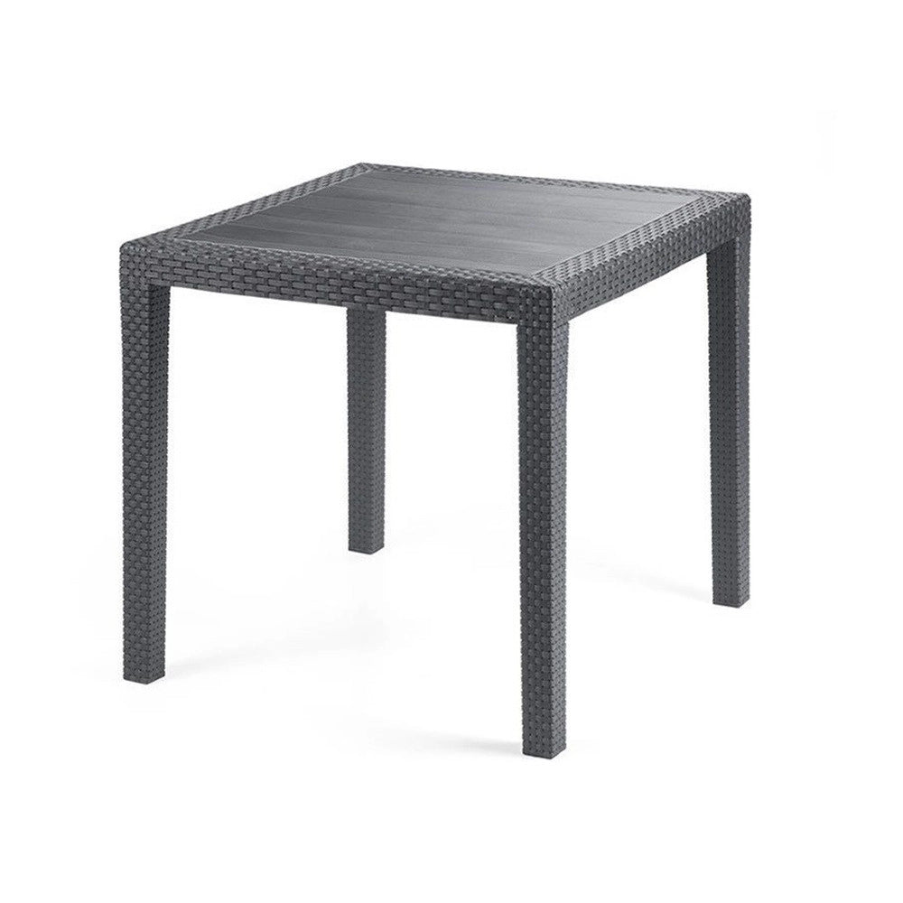 Trade Shop - Tavolo Tavolino Quadrato Effetto Finto Rattan Vimini Antracite 79x79x72cm Bar Casa 052024 -