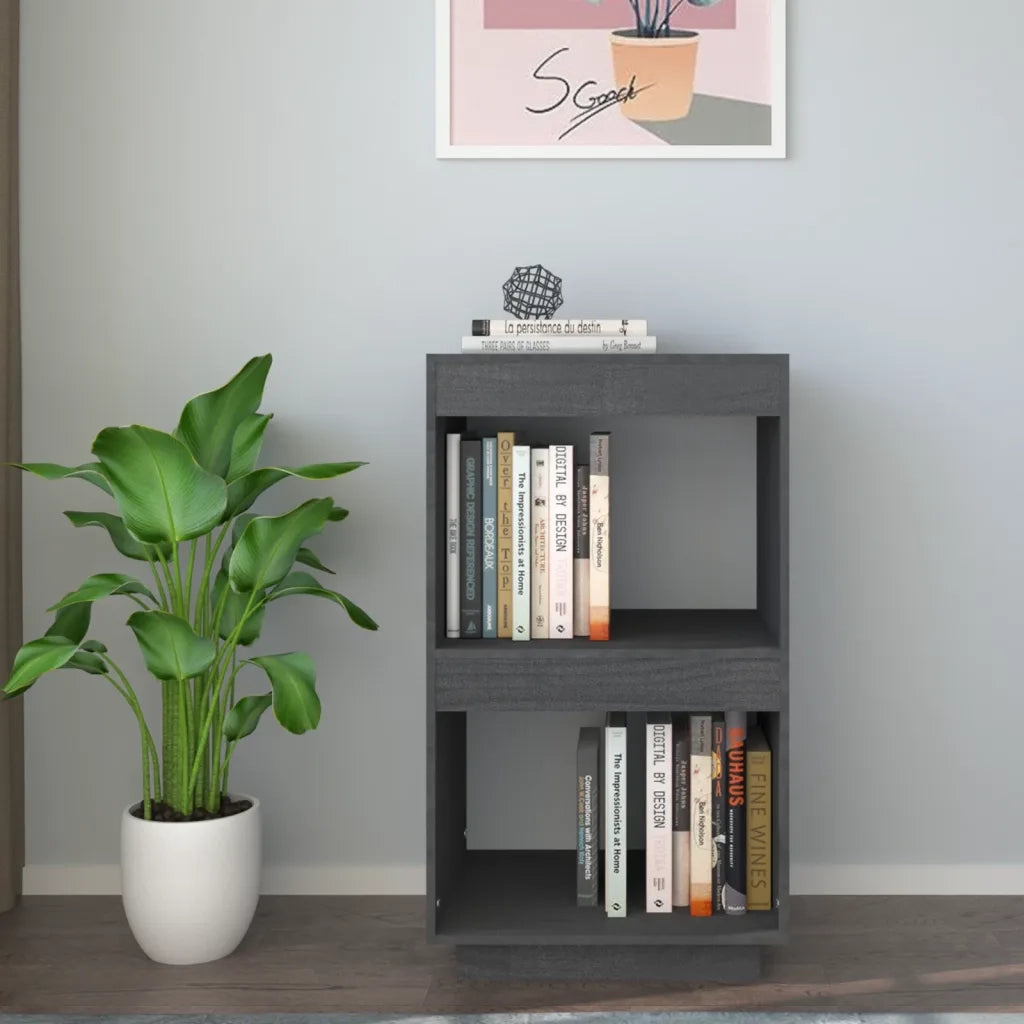 Libreria-Scaffale per Libri-Mobile di Stoccaggio Grigia 40x35x71 cm in Legno Massello di Pino