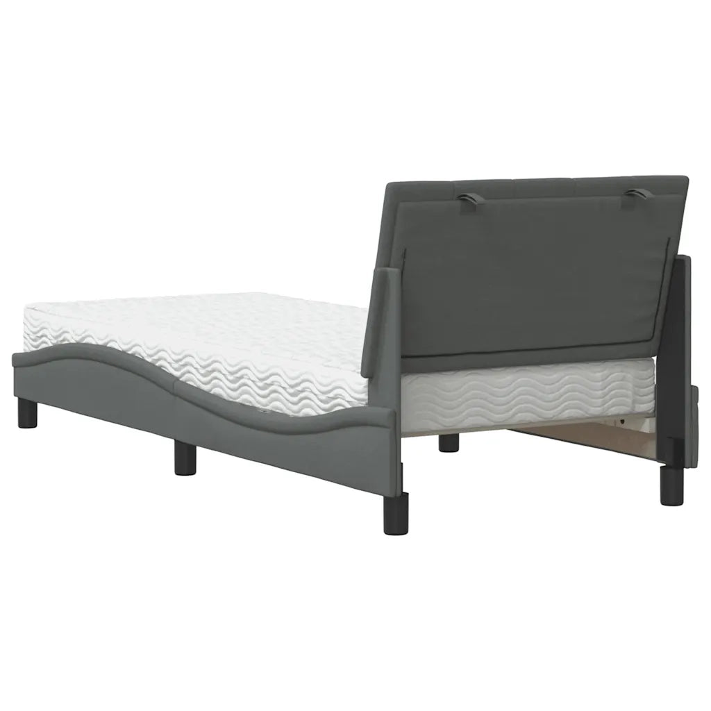 Letto con Materasso Hanko Grigio Scuro 90x190 cm in Tessuto