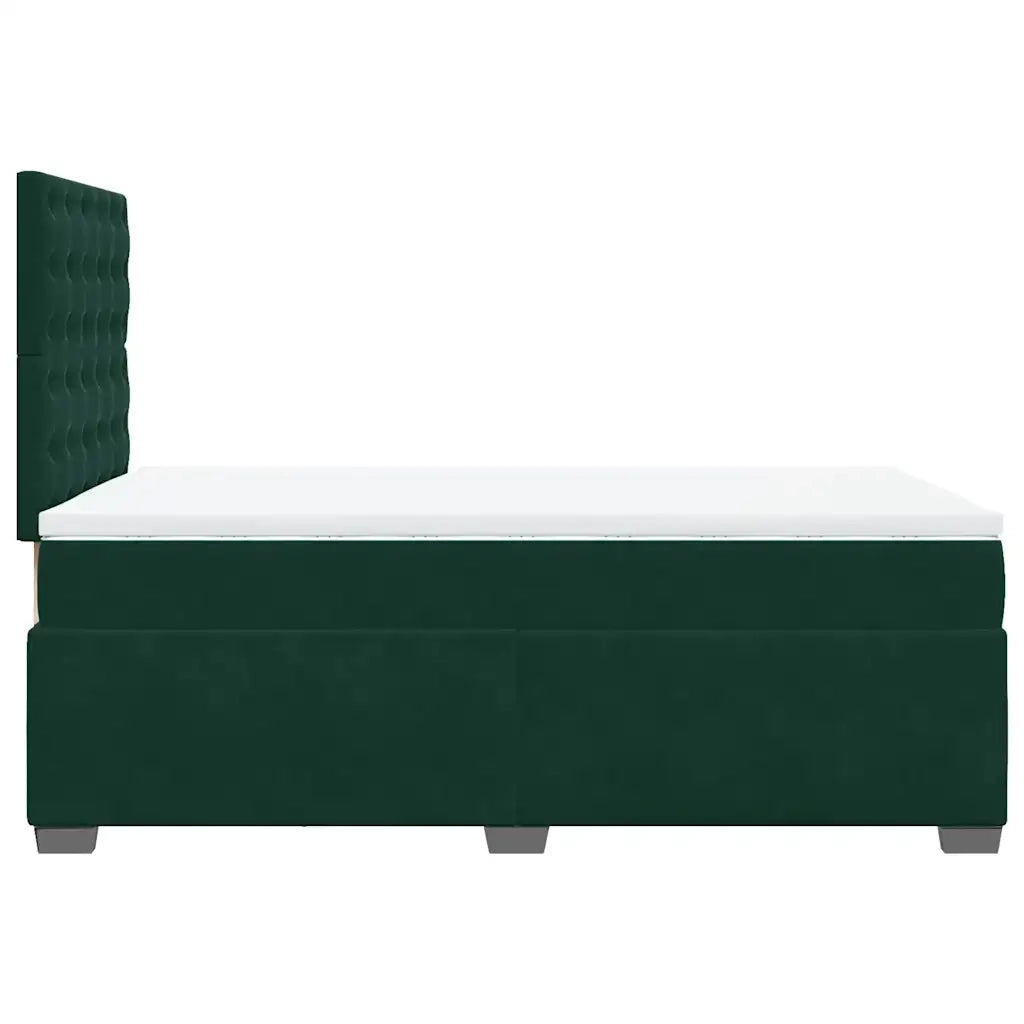 Giroletto a Molle con Materasso Verde Scuro 120x200 cm Velluto