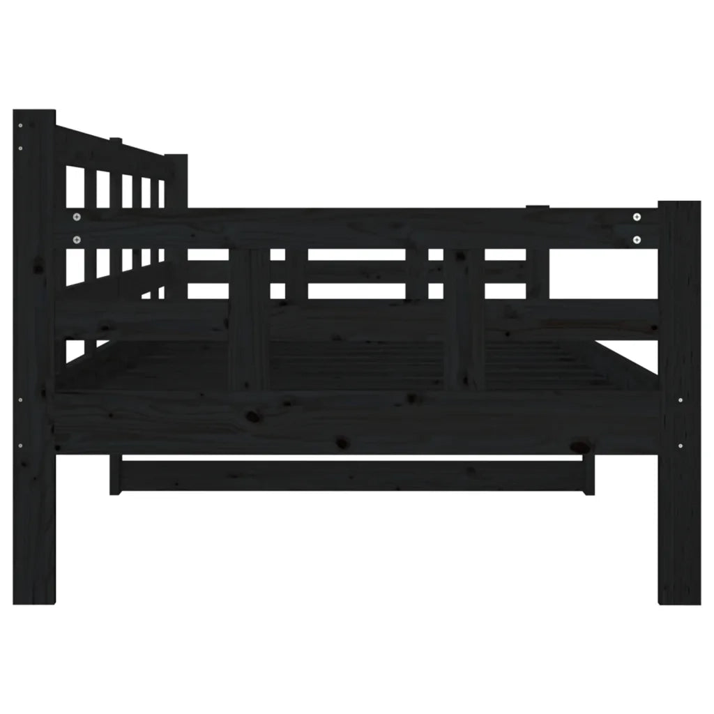 Letto singolo | Letto per adulti | Dormeuse Nera in Legno Massello di Pino 90x200 cm