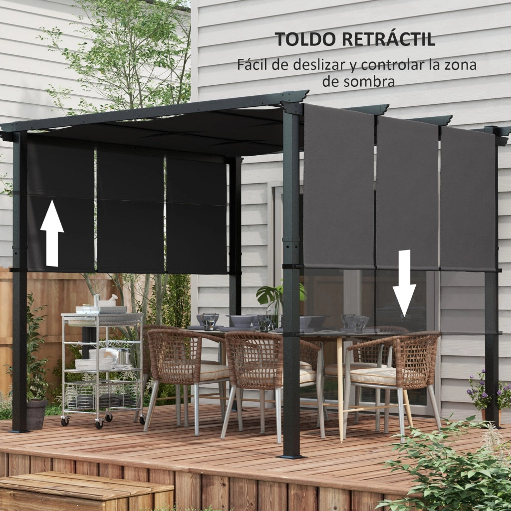Cenador da Giardino 3x3 m ¨C zephmum ¨C Grigio Scuro Acciaio