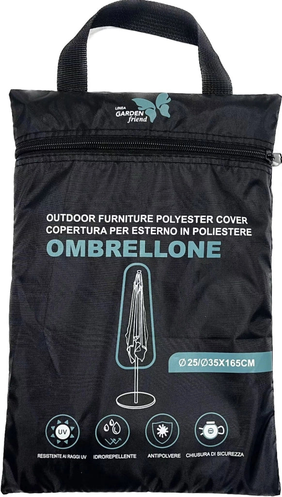 Copertura Protettiva Ø25/35X165H Cm Per Ombrellone Resistente all'Acqua e Raggi UV colore nero C2438109