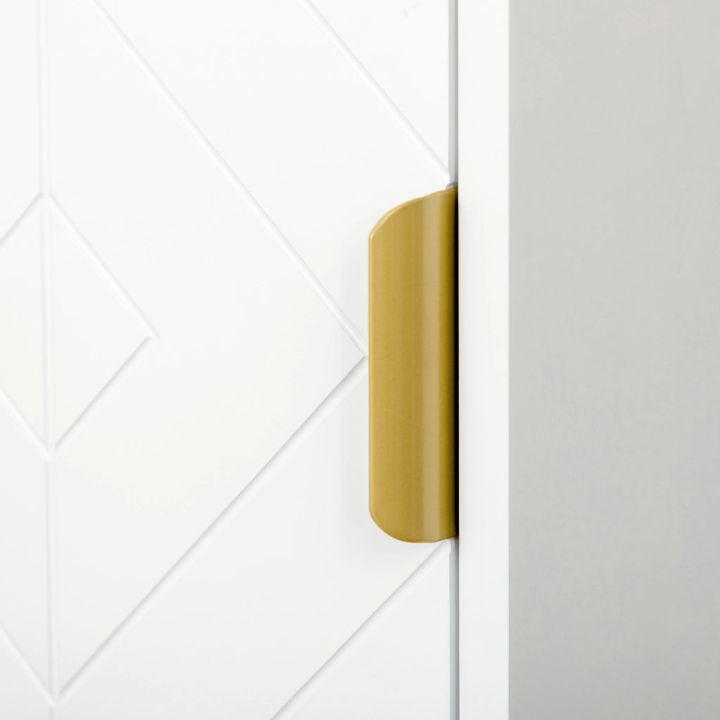 Colonna Bagno con 2 Armadietti e Ripiano ¨C zephmum ¨C Bianco e Oro, MDF e Acciaio, 30x30x170.7cm
