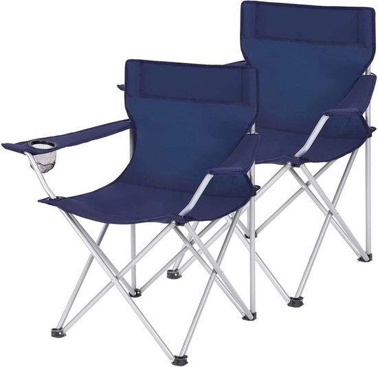 Set di 2 Sedie da Campeggio - Sedile Portatile - Sedile Pieghevole - Sedile Leggero - Sedile da Pic-nic - Sedile da Campeggio Sostenibile - Blu Scuro - 84 x 52 x 81 cm