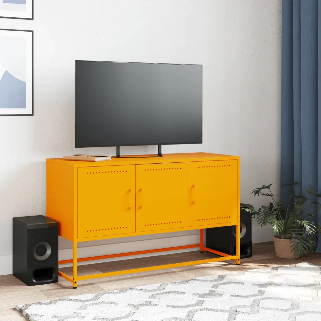 Mobile TV-Credenza TV-Console TV Giallo Senape 100,5x39x60,5 cm in Acciaio 189672