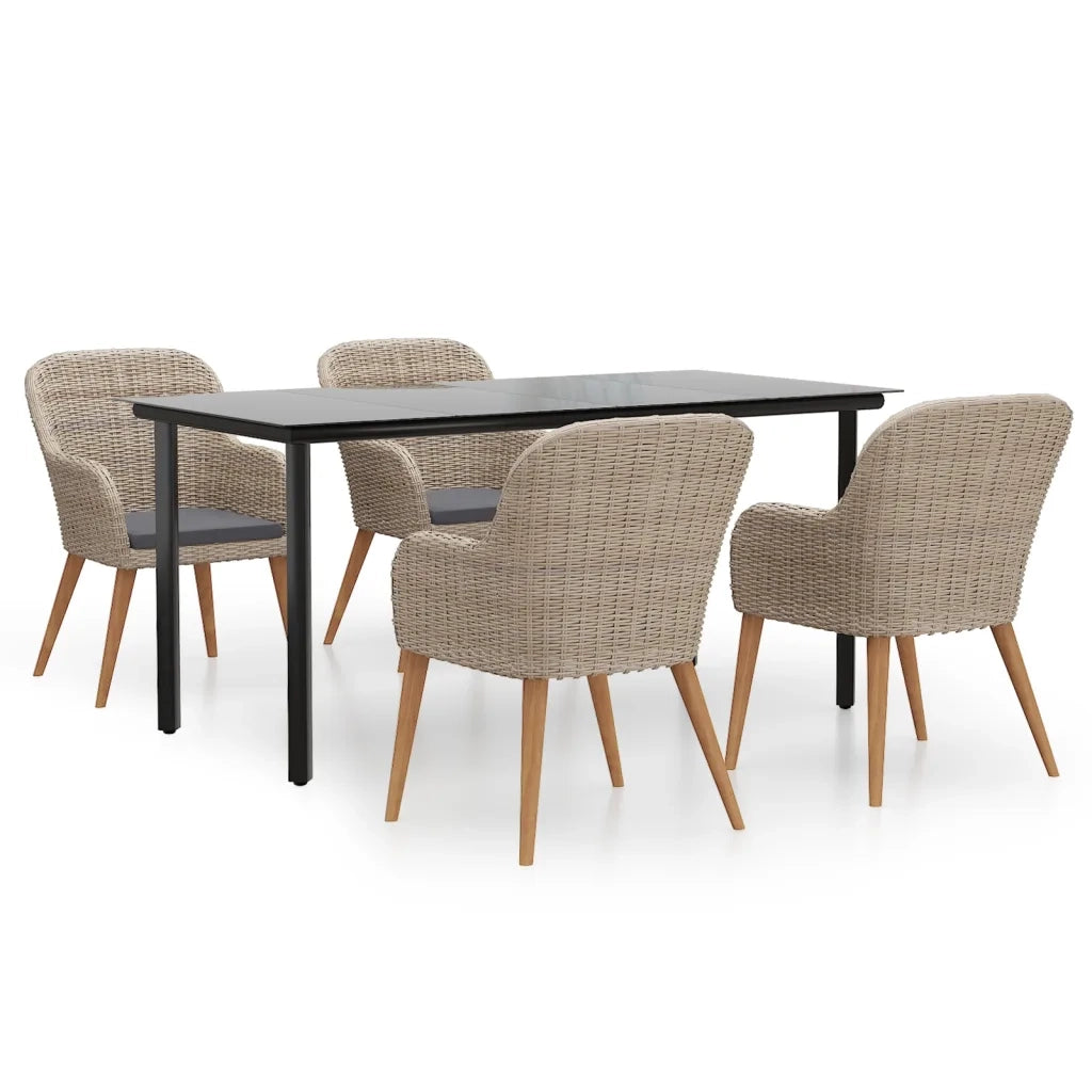 Set da Pranzo da Giardino 5 pz con Cuscini Marrone 3156722