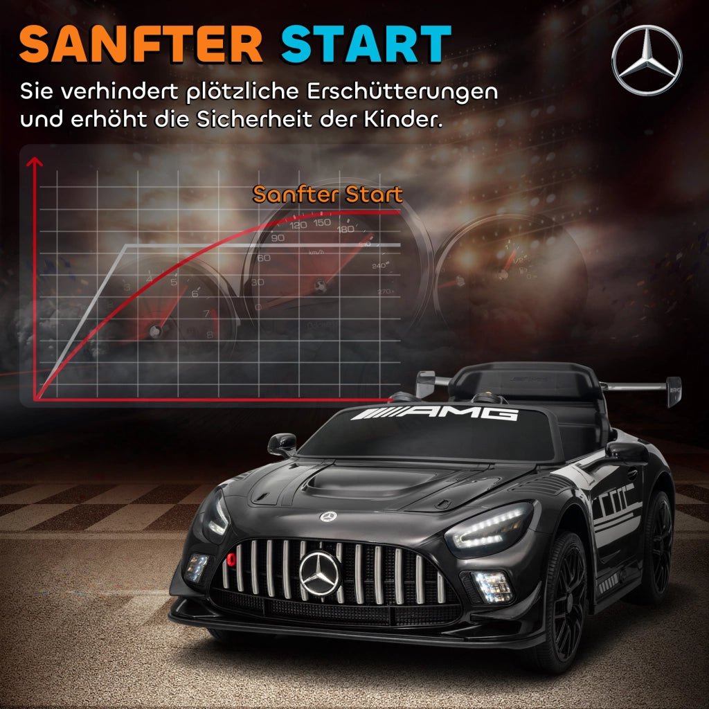 Auto elettrica Mercedes per bambini ¨C zephmum ¨C 12V, nero, LED, 3-8 anni
