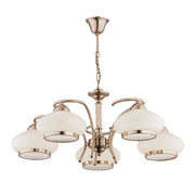 Lampadario classico LANIA 5 luci E27 oro/ecru Alfa Ø59cm