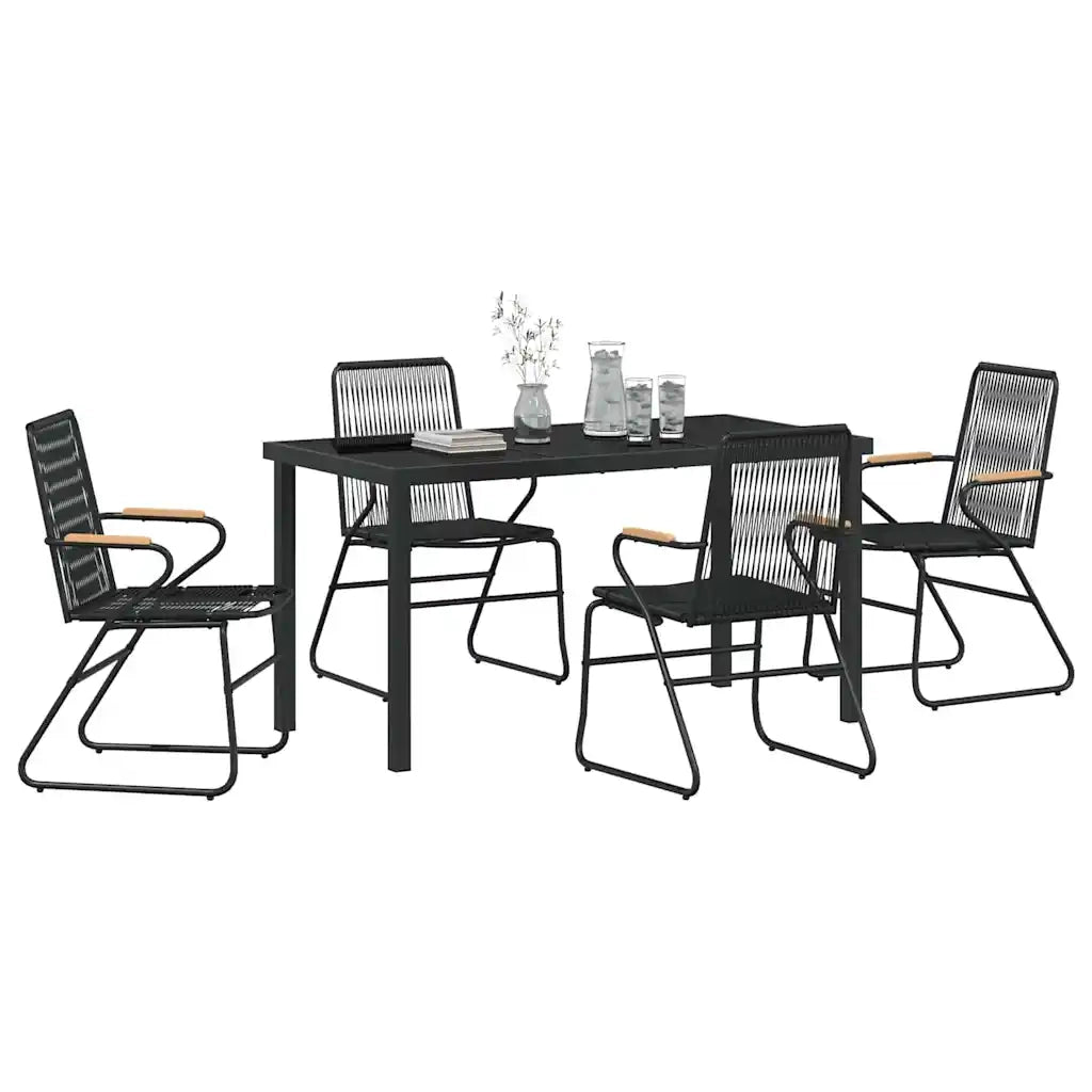 Set da Pranzo per Giardino 5 pz | Set Salotto da Giardino Nero