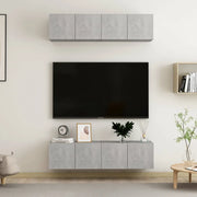 Mobili TV 4 pz-Credenza per TV Grigio Cemento 60x30x30 cm in Legno Multistrato