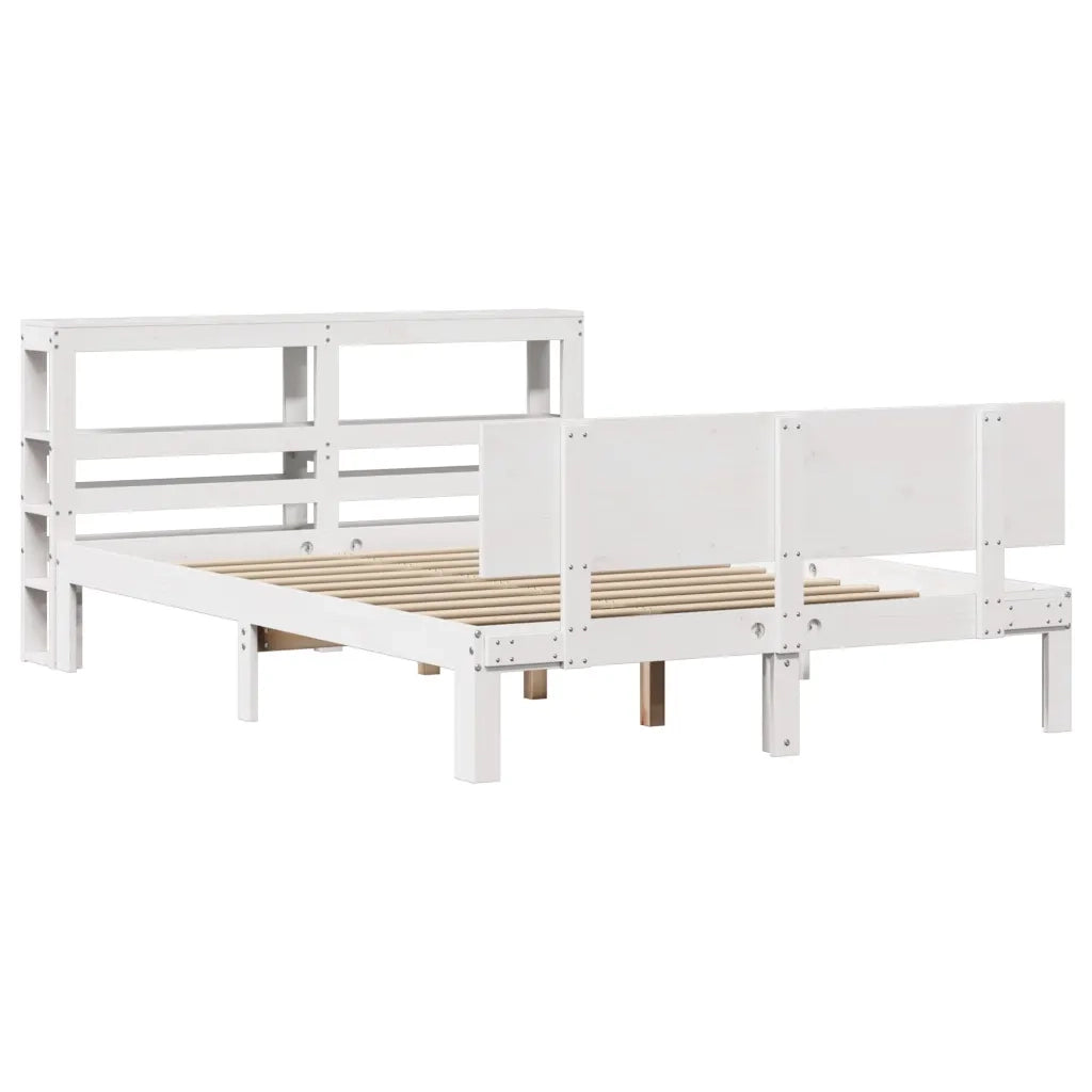 vidaXL Giroletto con Testiera Bianco 120x190 cm Legno Massello di Pino