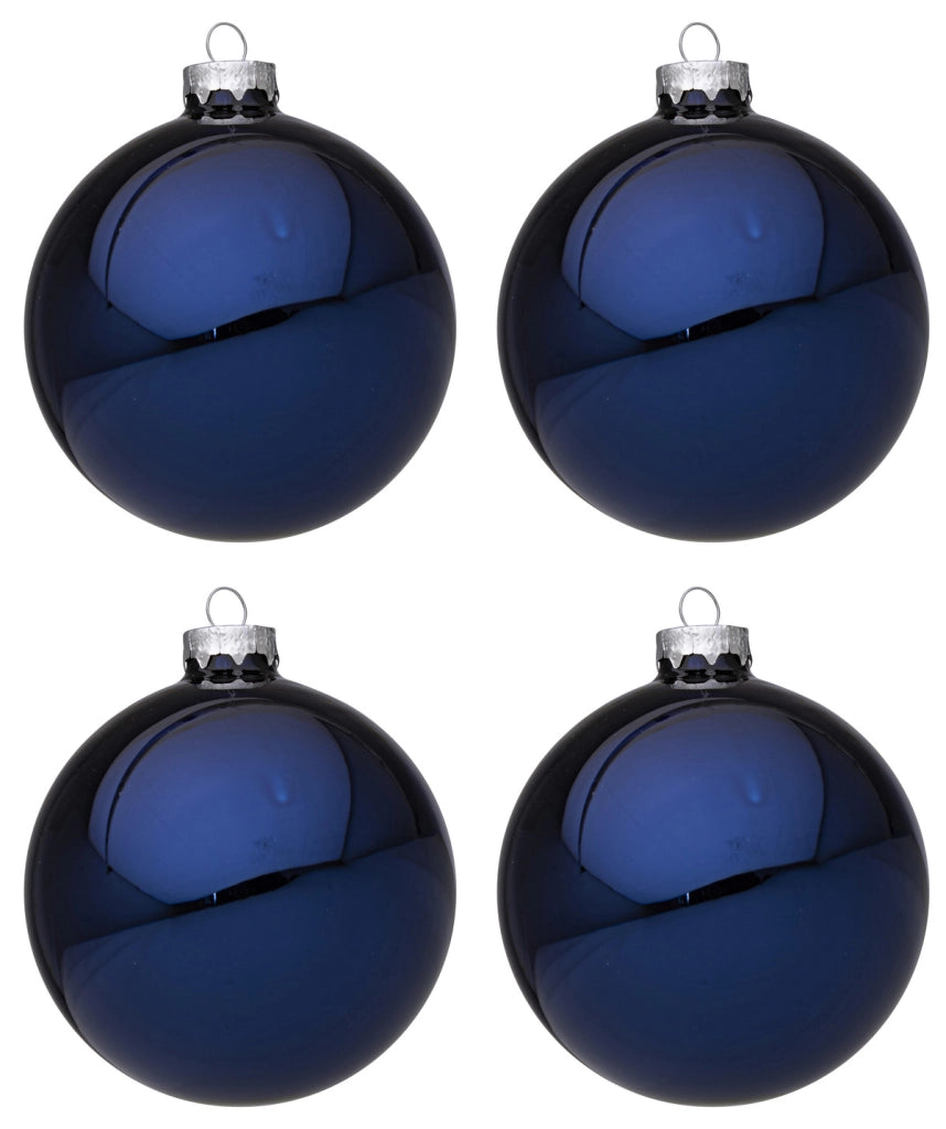 Palline di Natale in Vetro Blu Lucido Addobbi Decorazioni Natalizie Albero Diametro: 100 mm