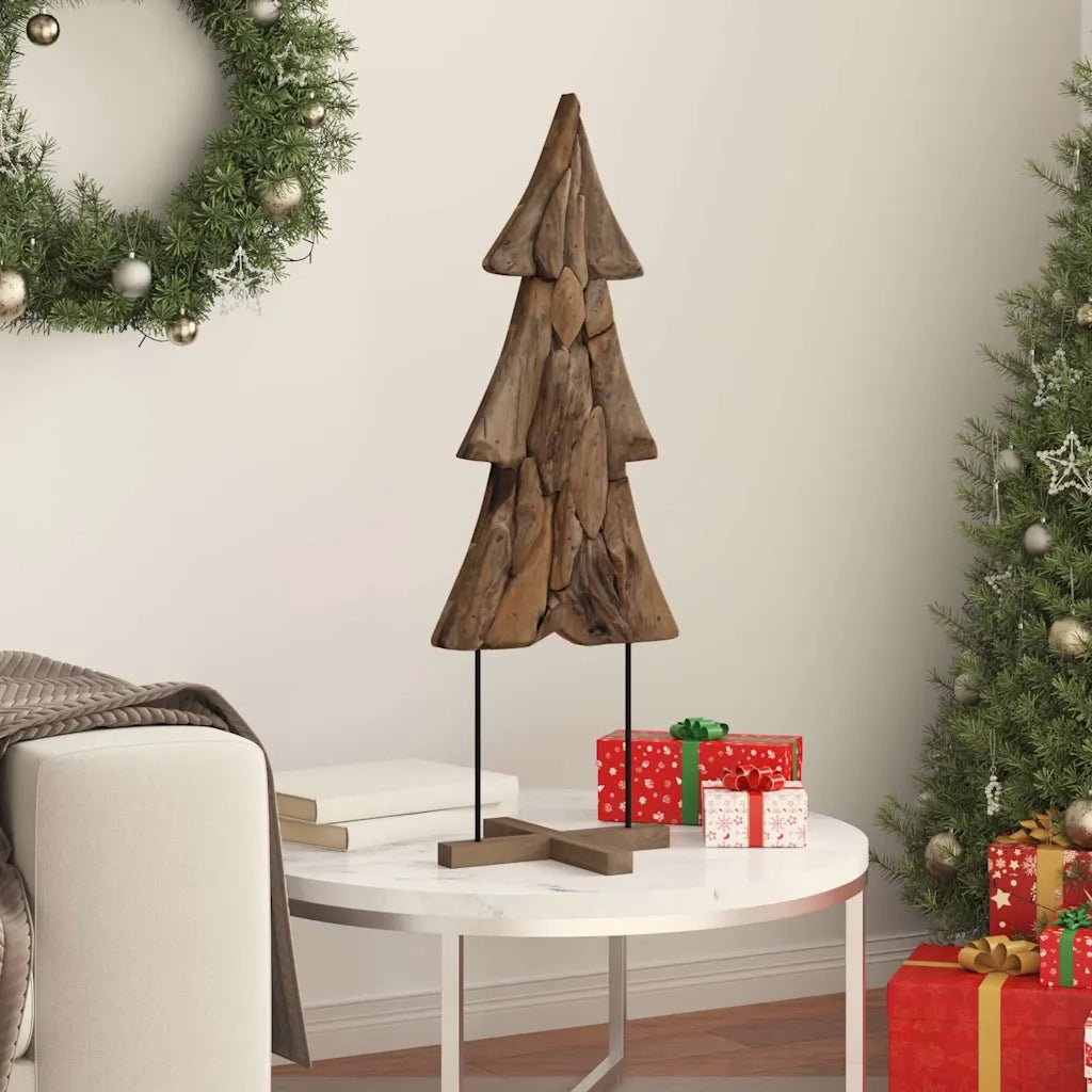 Albero di Natale | Decorazioni natalizie Marrone 90 cm Legno massello di teak