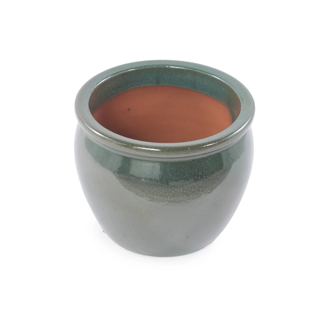 VASO in ceramica Ø 30 cm blu verde antico lucido