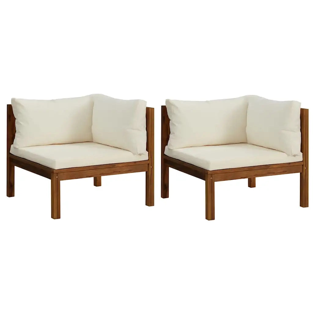 Divano componibile-Divani Angolari 2 pz con Cuscini Bianco Crema Massello Acacia