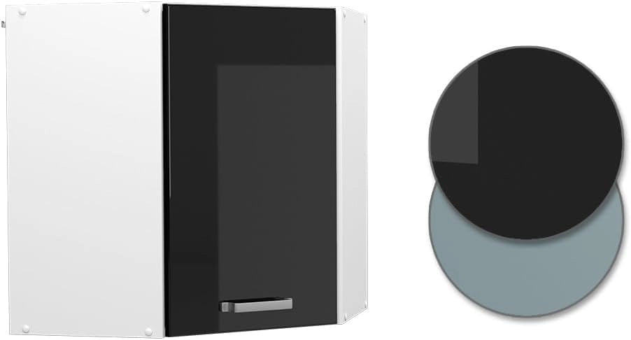 Mobile angolare da cucina R-Line, Nero lucido, 57 cm, per la libera combinazione all'interno di sistemi cucina modulari