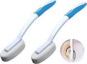 Kit di pulizia WC - 2 pezzi - Manico per acqua dura - Pennello per WC - Pennello per rimuovere calcare - Spazzola per WC - Spugna per pulire - Con lunga lama per rimuovere macchie - Rimuovi urina e calcare - schiuma per pulire con spazzola