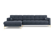 Cosmopolitan Design - Divano angolare sinistro "Bali" 5 posti in tessuto strutturato blu scuro 