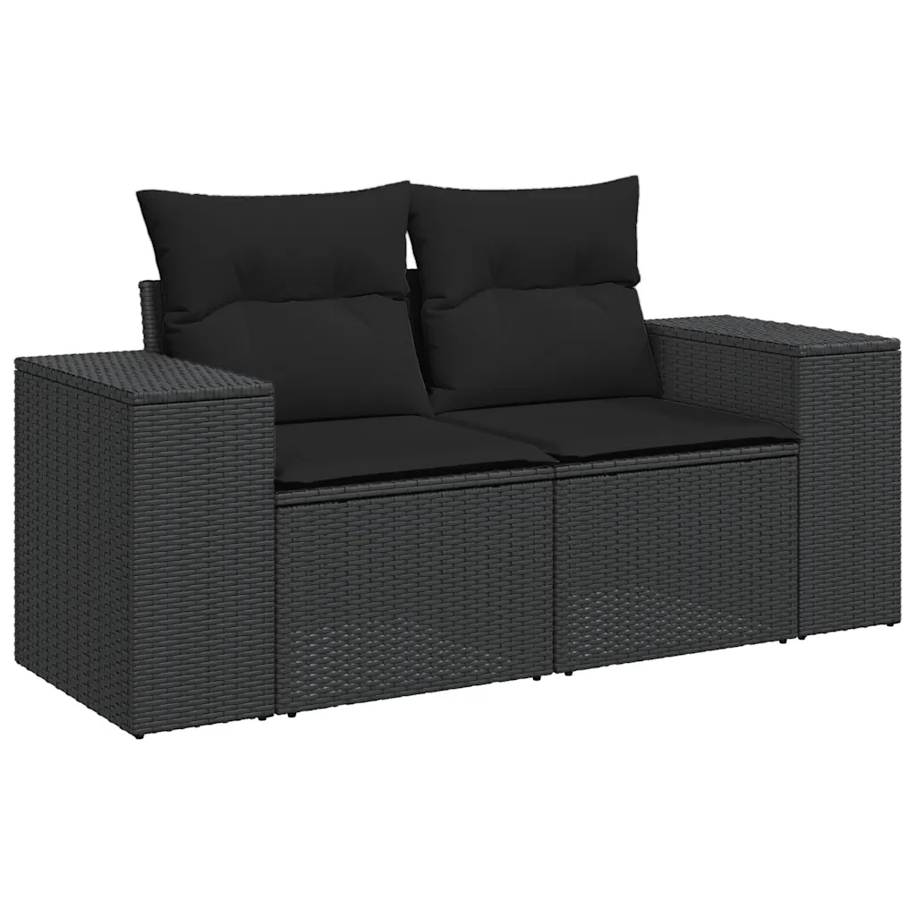 Set Divani da Giardino con Cuscini 7pz Nero Polyrattan 3325870