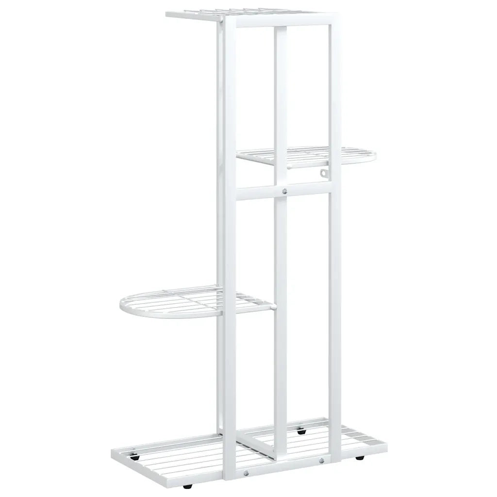 Piedistallo per Piante a 4 Piani 43x22x76 cm in Metallo Bianco 336109
