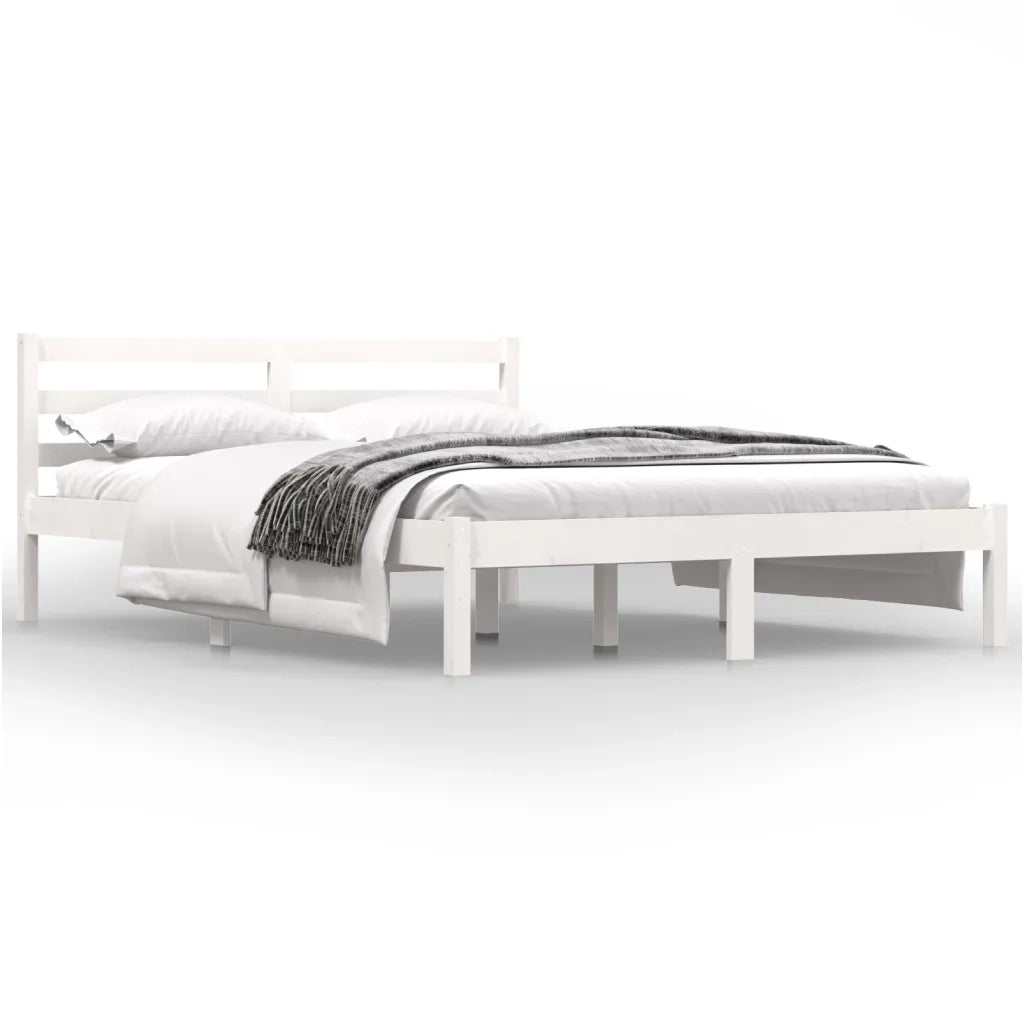 Giroletto-Struttura Letto Bianco Legno Massello di Pino 120x190cm Small Double 243947