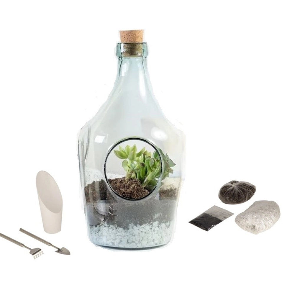 Terrario Bottle Garden Holed Set 3L 24x24x41 cm – Bottiglia in Vetro con Foro