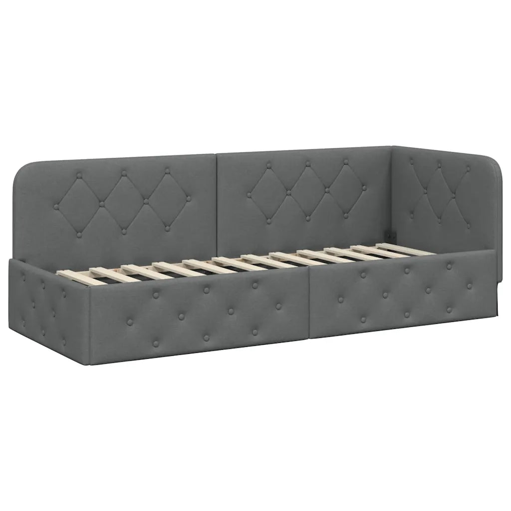 Cornice del letto ad angolo Grigio scuro 80 x 200 cm Tessuto 3394030
