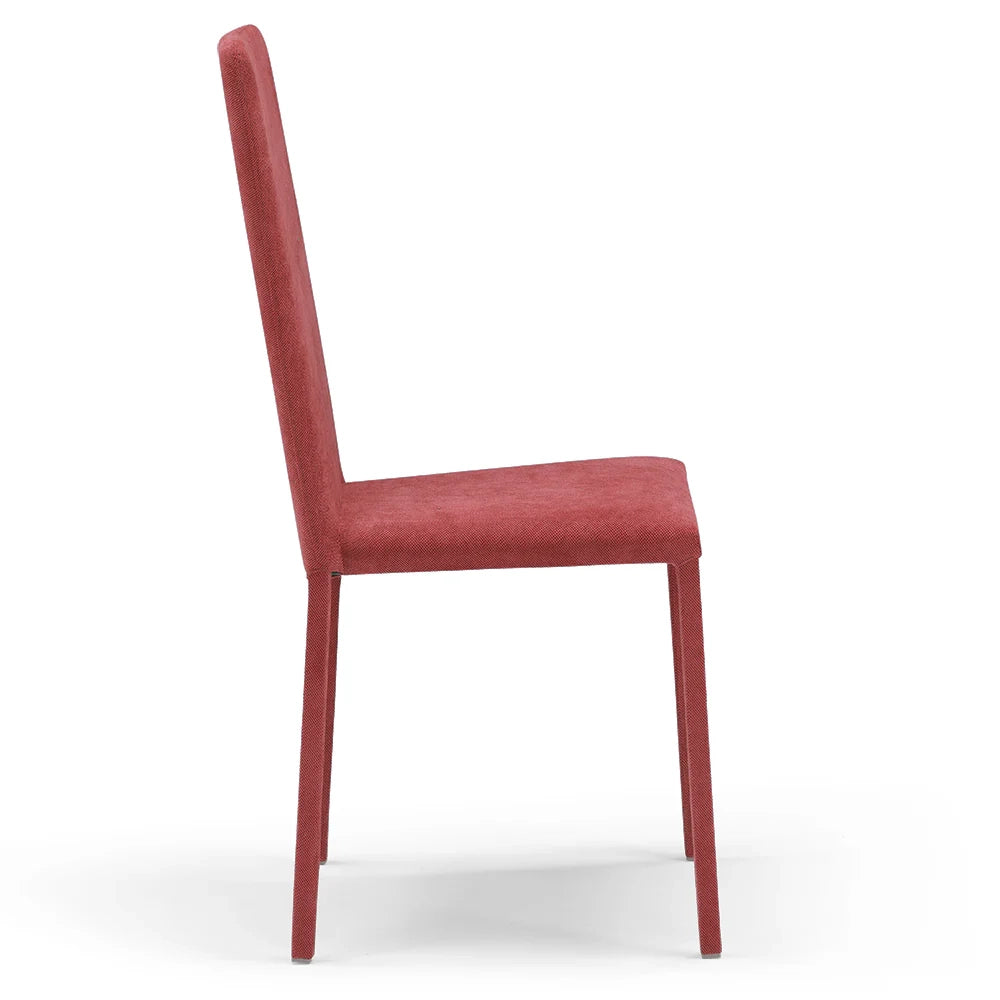 Set 4 sedie imbottite 100% MADE IN ITALY BETTY PLUS per sala da pranzo, cucina, soggiorno, design moderno, struttura robusta in metallo rivestita, schienale e seduta rivestiti in velluto colore Rosso