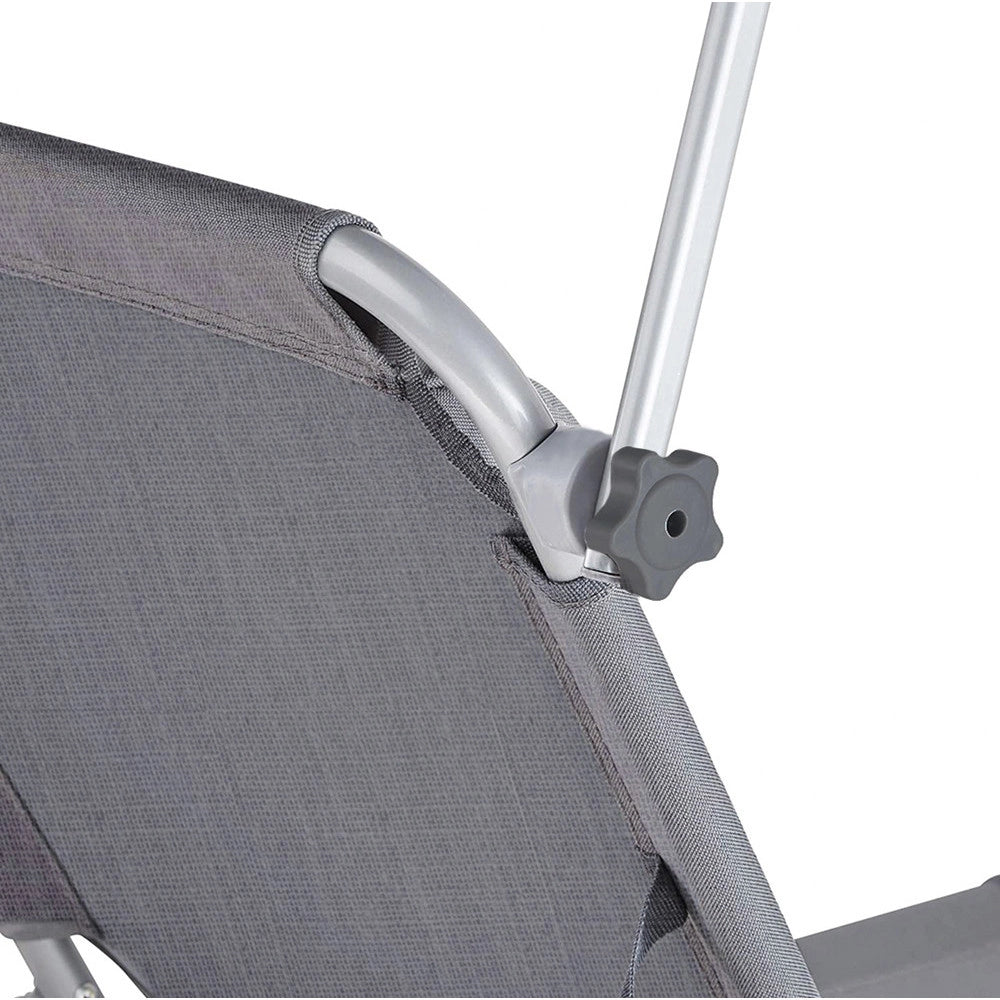 Trade Shop - Lettino In Textilene Con Parasole Grigio Mare Giardino Schienale Regolabile 281013 -