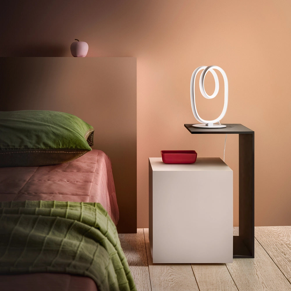 Diva - Lampada da tavolo led dimmerabile design moderno - Alluminio oro spazzolato, diffusore in silicone, luce calda 3000K, 17W