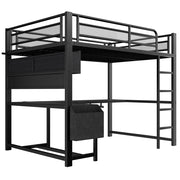Letto a soppalco gaming 140x200 con scrivania, LED e struttura nera