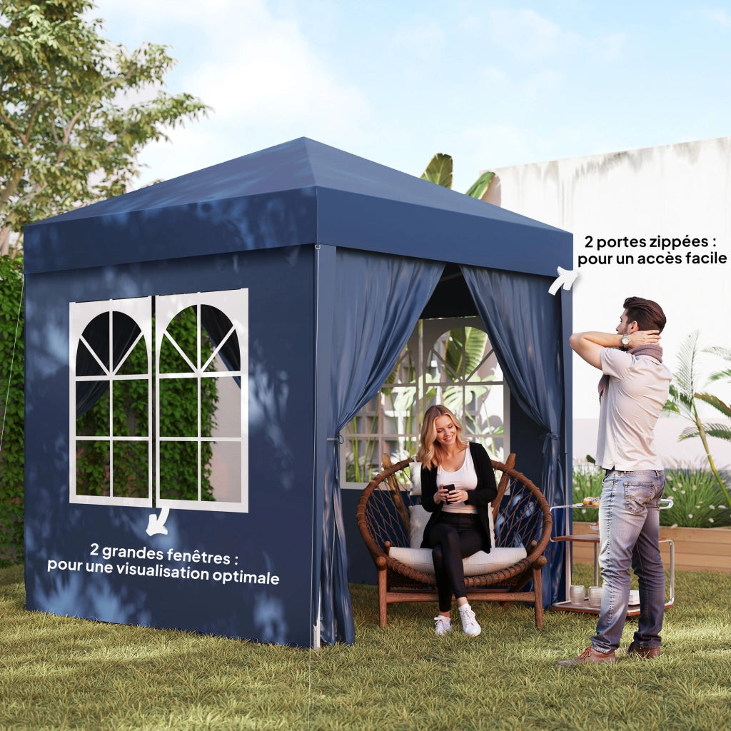 Tendone da giardino pieghevole regolabile in altezza protezione UV ¨C zephmum ¨C 200x200 cm blu