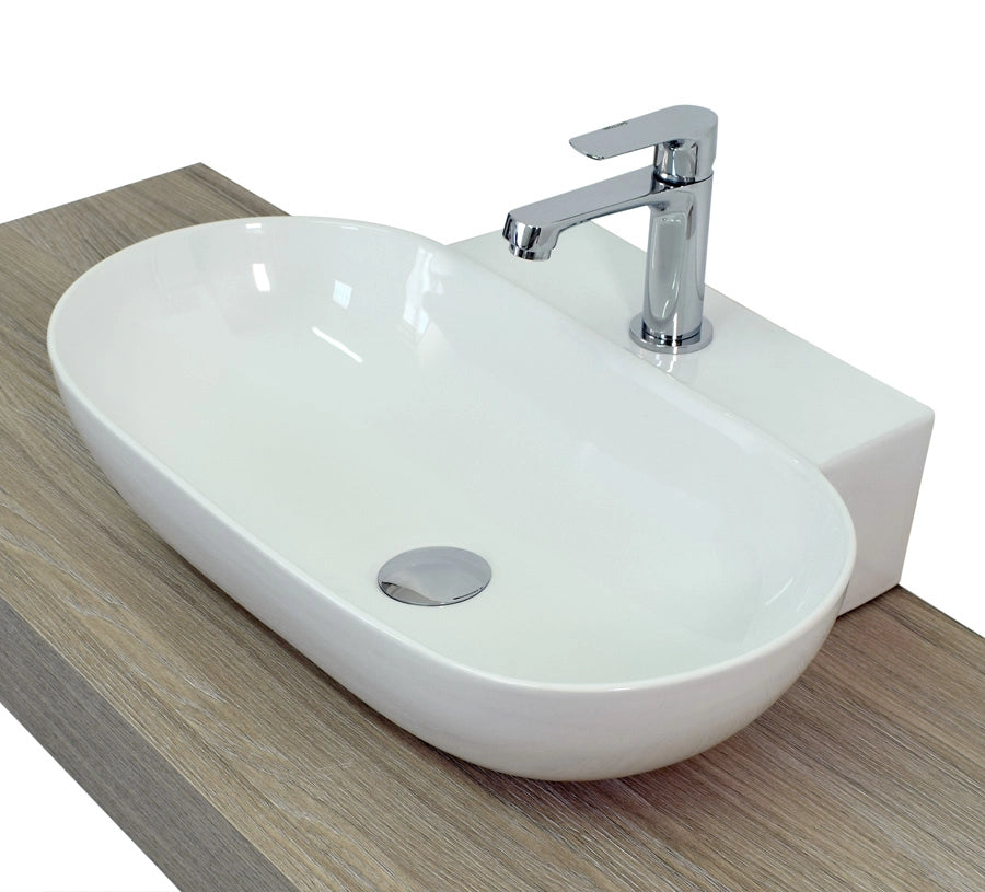 Lavabo sospeso e/o appoggio monoforo 57x40x13,5cm bianco Mues Wisig
