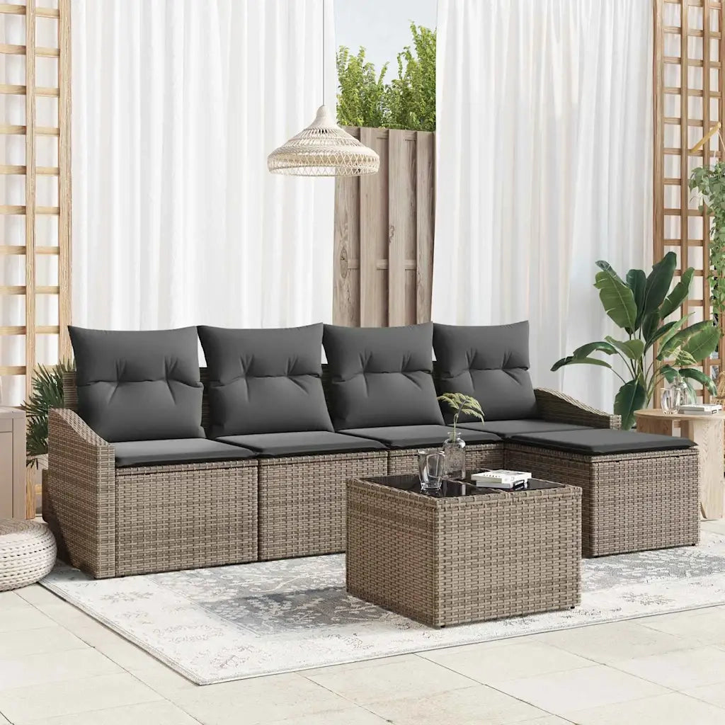 Set di divani con cuscino 6 pcs Grigio chiaro polyrattan