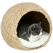Cuccia per gatti con cuscino morbido in vimini ¨C Xylo ¨C 45x41x37 cm marrone