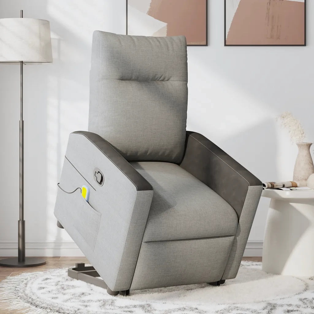 Divano Sedia-Poltrona Alzapersona Massaggi Reclinabile Grigio Nuvola Tessuto 770498