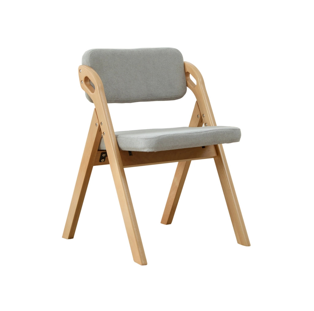 Sedia pieghevole con seduta imbottita in legno grigio