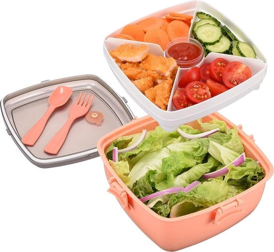 Lunchbox con divisori, contenitore per panini per adulti/bambini, duraturo, impermeabile, lavastoviglie, contenitore per panini, asilo, contenitore a forma di "bent" per scuola, lavoro, picnic, viaggio