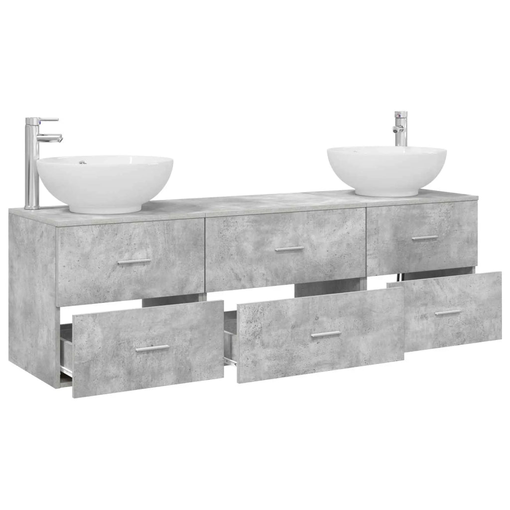 Set di mobili per il bagno 3 pz Grigio Cemento 3405894