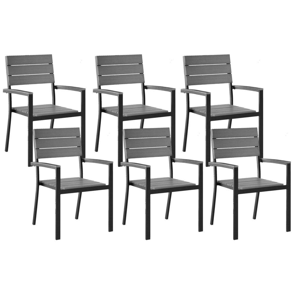 Set di 6 sedie da giardino in alluminio grigio e Nero resistenti agli agenti atmosferici