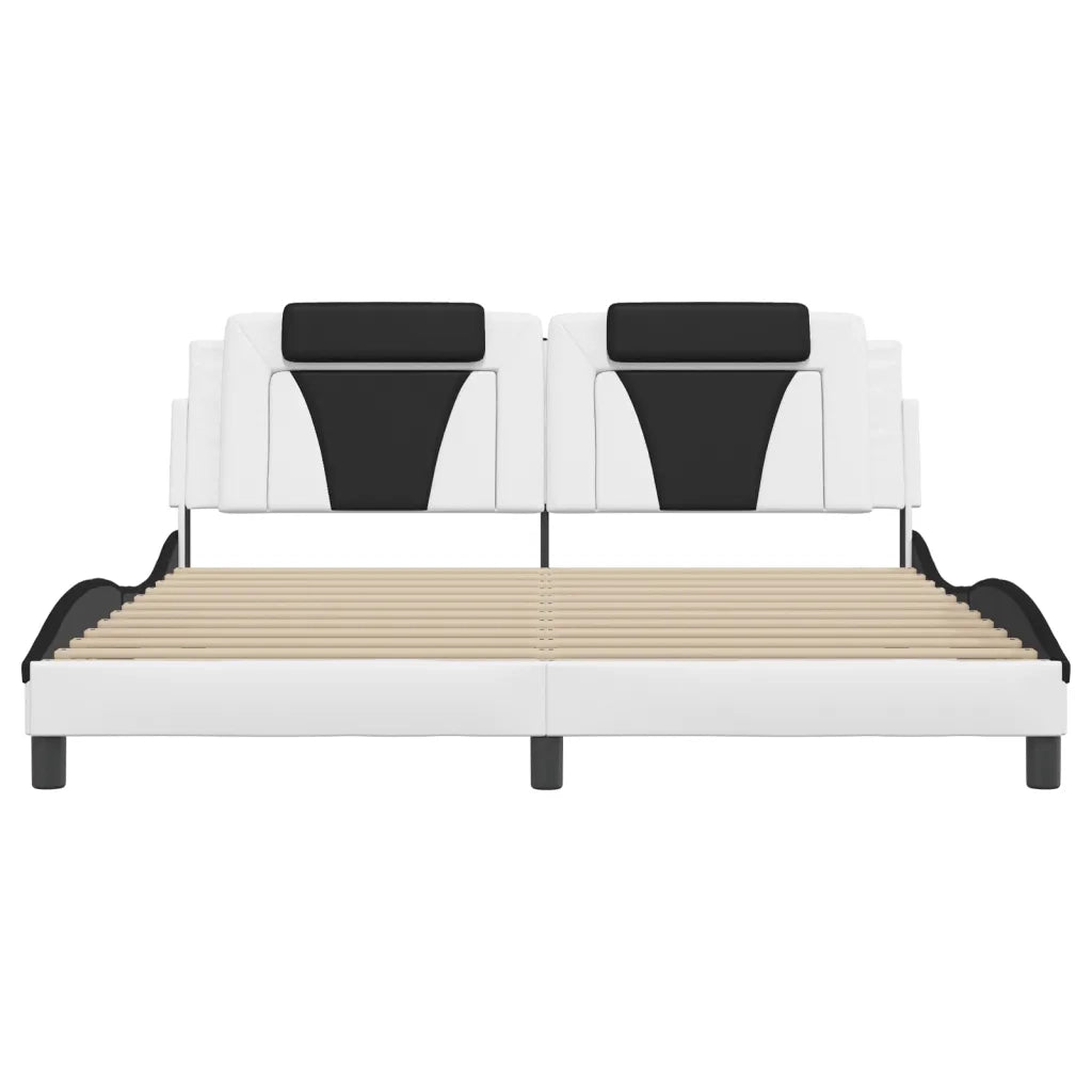Giroletto Viana con LED senza Materasso-Struttura Letto Bianco e Nero 180x200 cm