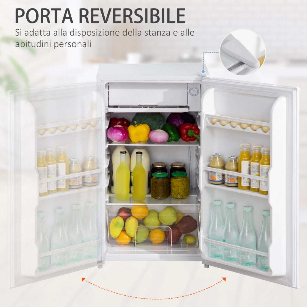 Frigorifero Piccolo 91L Monoporta Reversibile con Congelatore e Temperatura Regolabile, Bianco