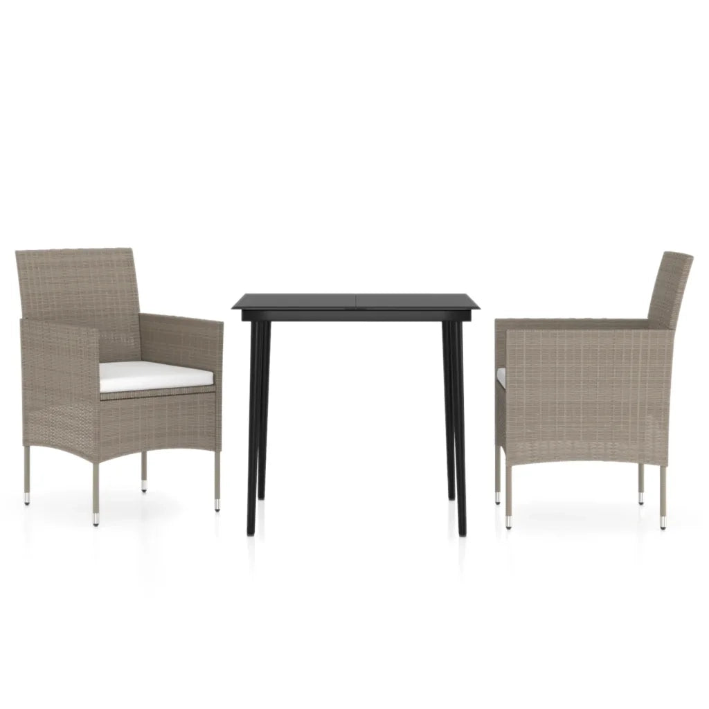 Set da Pranzo da Giardino 3 pz | Set Salotto da Giardino con Cuscini Beige e Nero