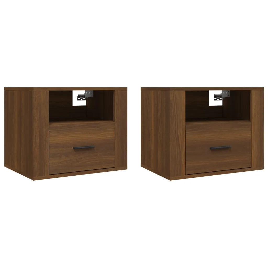Comodini a Muro 2 pz Rovere Marrone 50x36x40 cm 816895