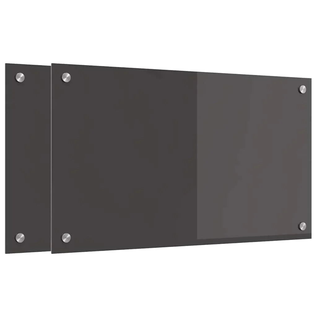 Set di 2 paraschizzi da cucina moderni ed eleganti 70 x 40 cm facili da installare resistenti in vetro temperato grigio scuro 02_0056238